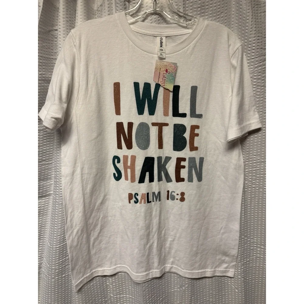 Sublime Flamingo Christian Graphic Tee I Will Not Be Shaken Psalm 16:8 Size XL
